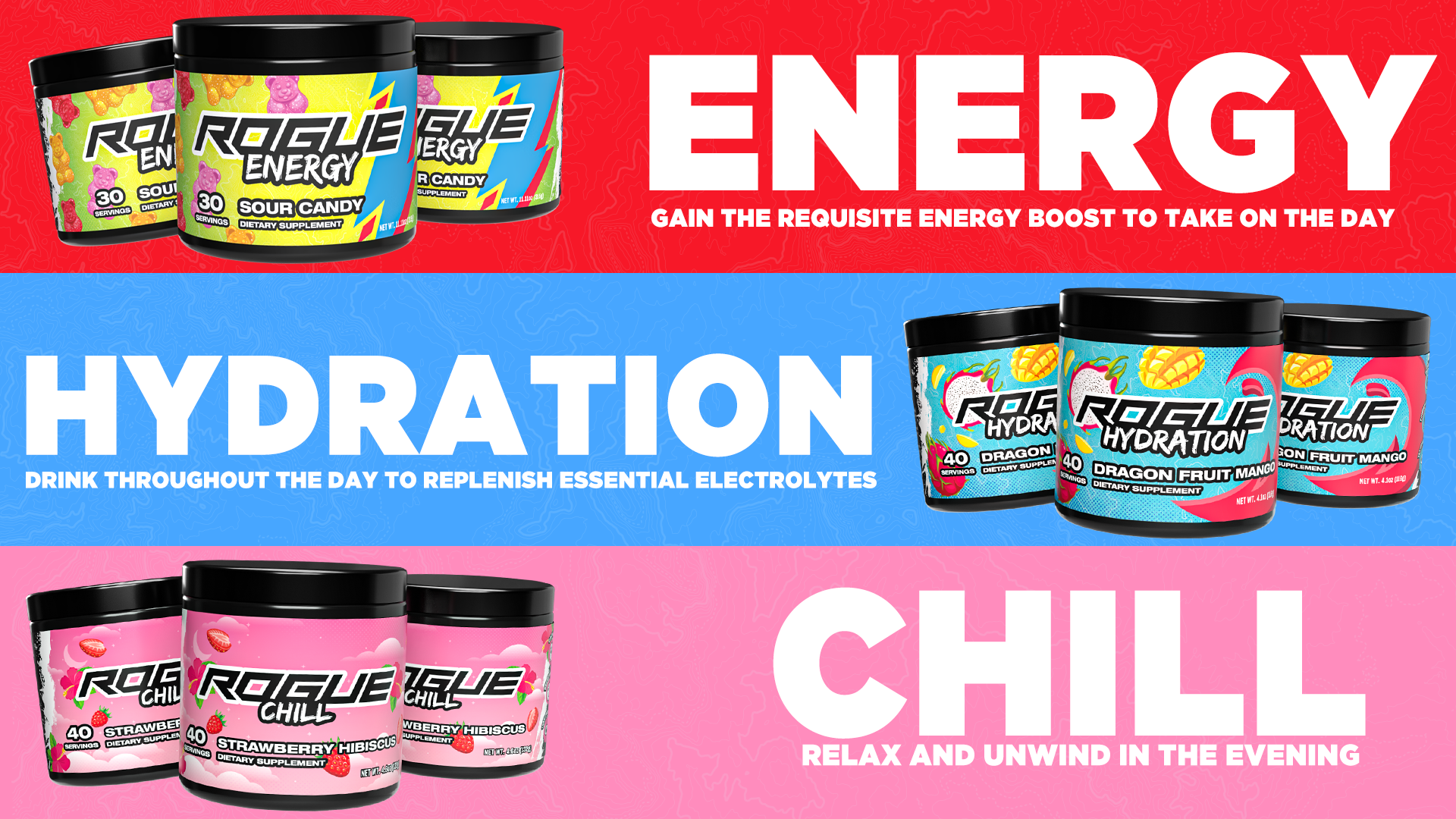 How To Use Rogue Energy, Rogue Hydration, and Rogue Chill Gaming Drink Products