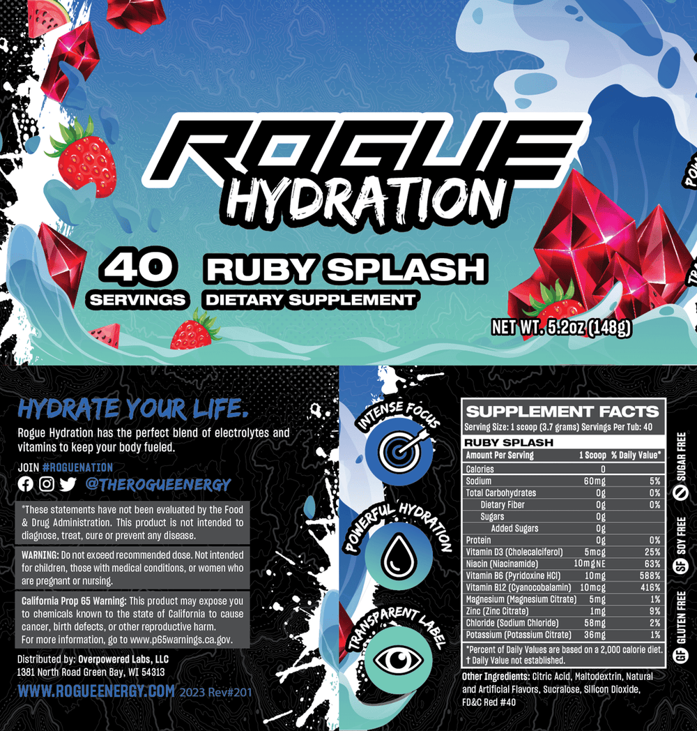Rogue Hydration Gaming Supplement Ruby Splash G Fuel Alternative