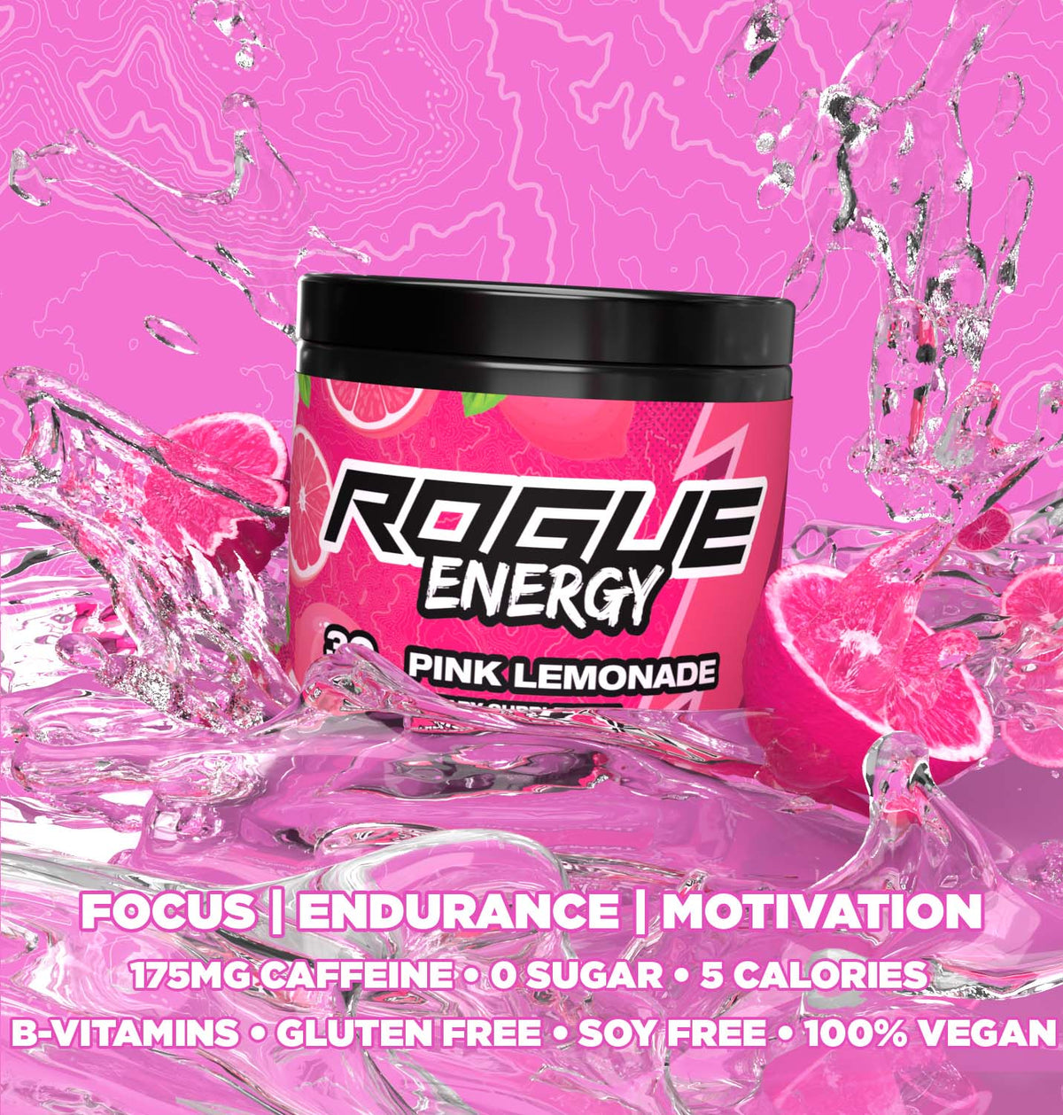Energy Rouge Cup Rogue Energy | Gaming Drink - Pink Lemonade
