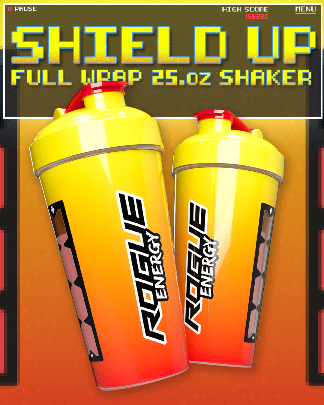 Rogue Energy Gaming Energy Drink Shield Up Shaker Cup Promo