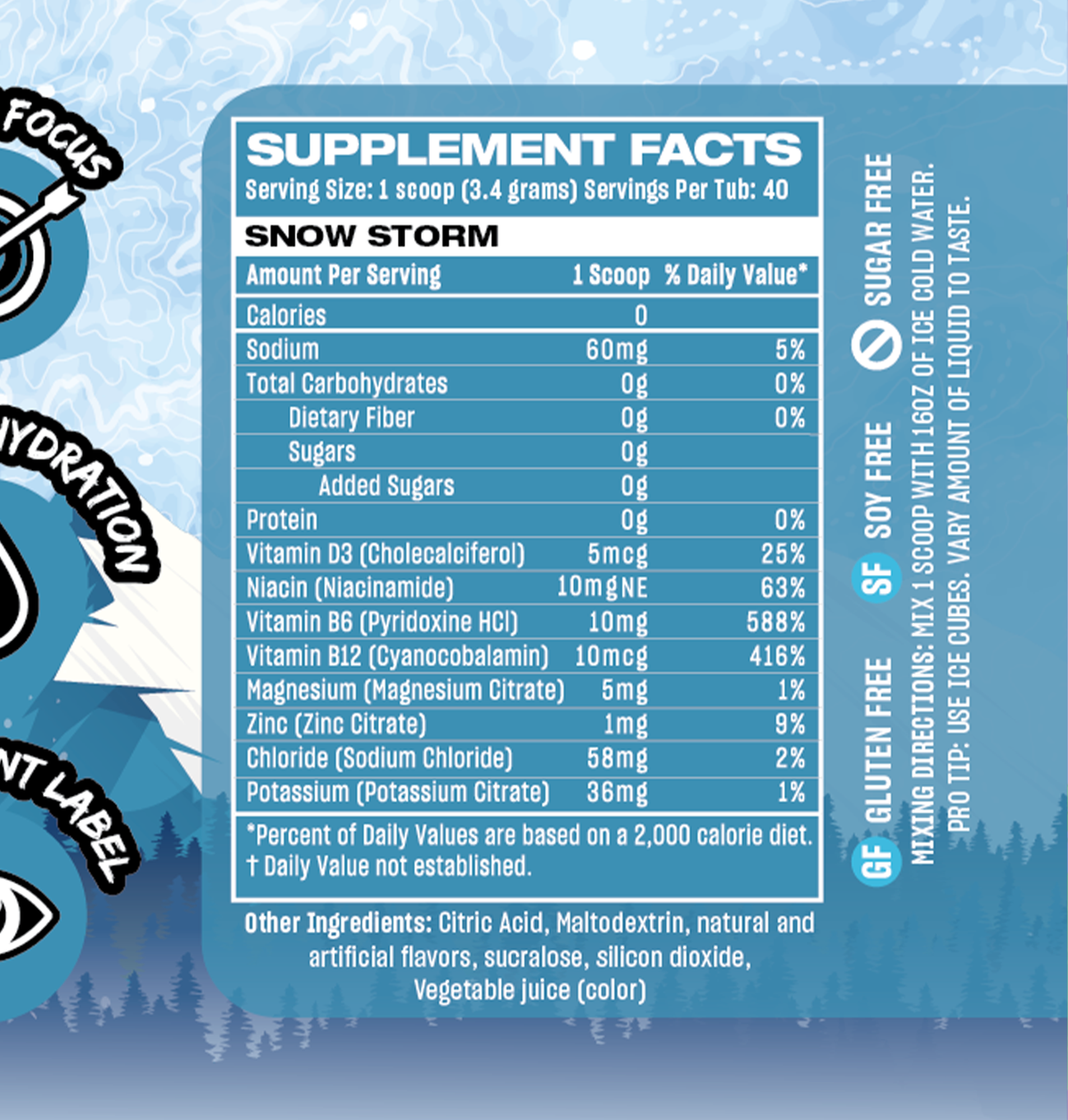 Rogue Hydration Snow Storm Electrolyte Drink Sugar Free Supplement Facts