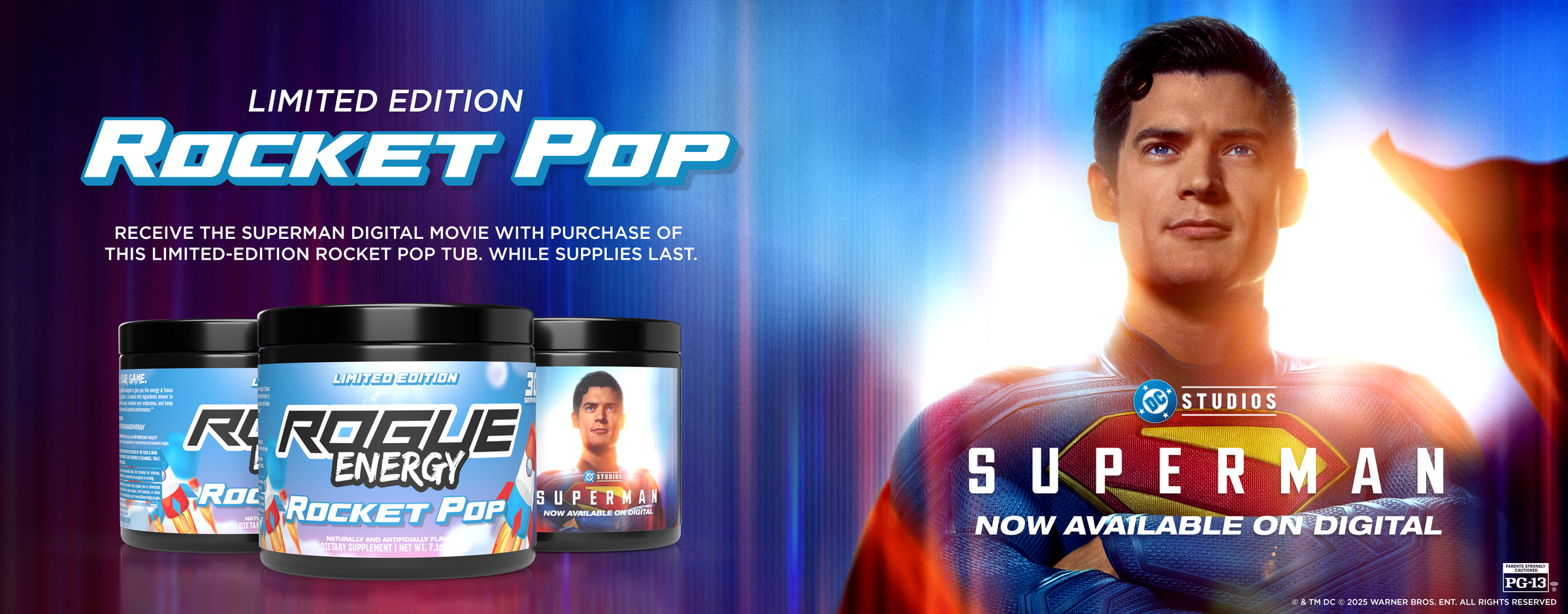 Rogue Energy x Superman Limited Edition Rocket Pop Tub